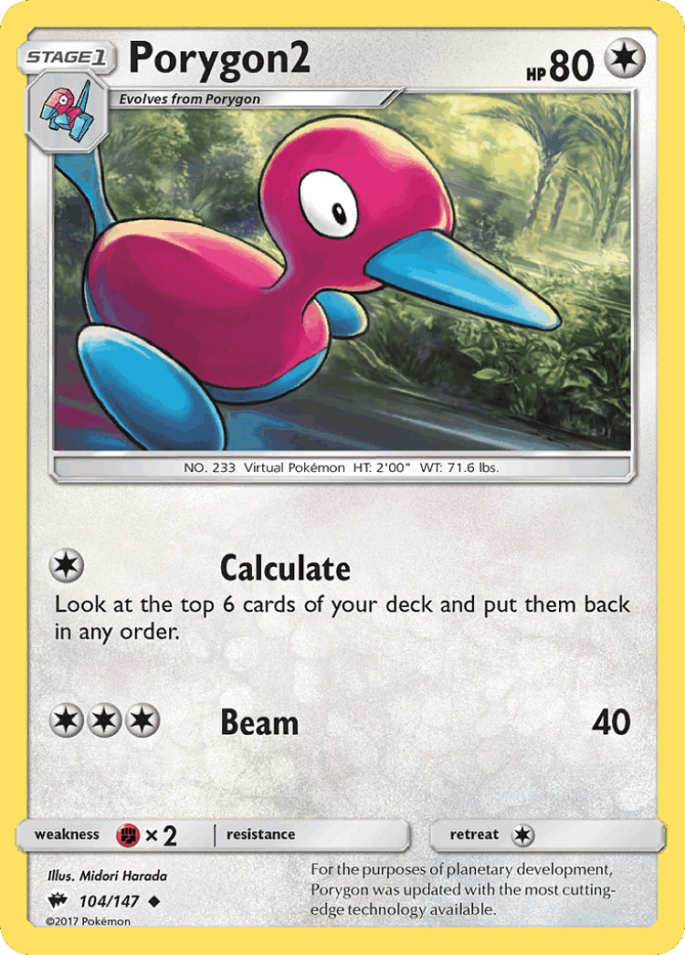 Porygon2 #104 from Burning Shadows - Uncommon - Illustrated by Midori Harada