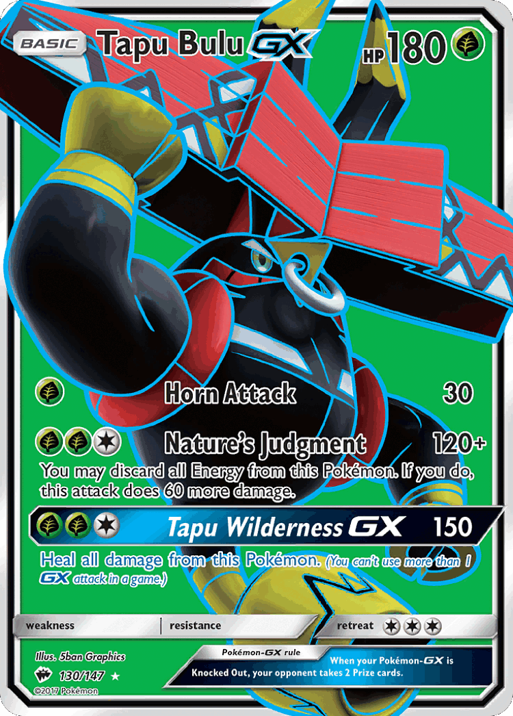 Tapu Bulu-GX #130 from Burning Shadows - Rare Ultra - Illustrated by 5ban Graphics