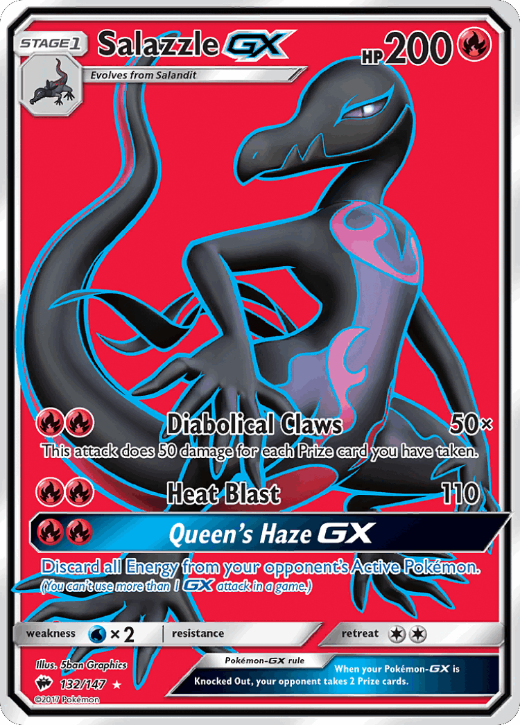 Salazzle-GX #132 from Burning Shadows - Rare Ultra - Illustrated by 5ban Graphics