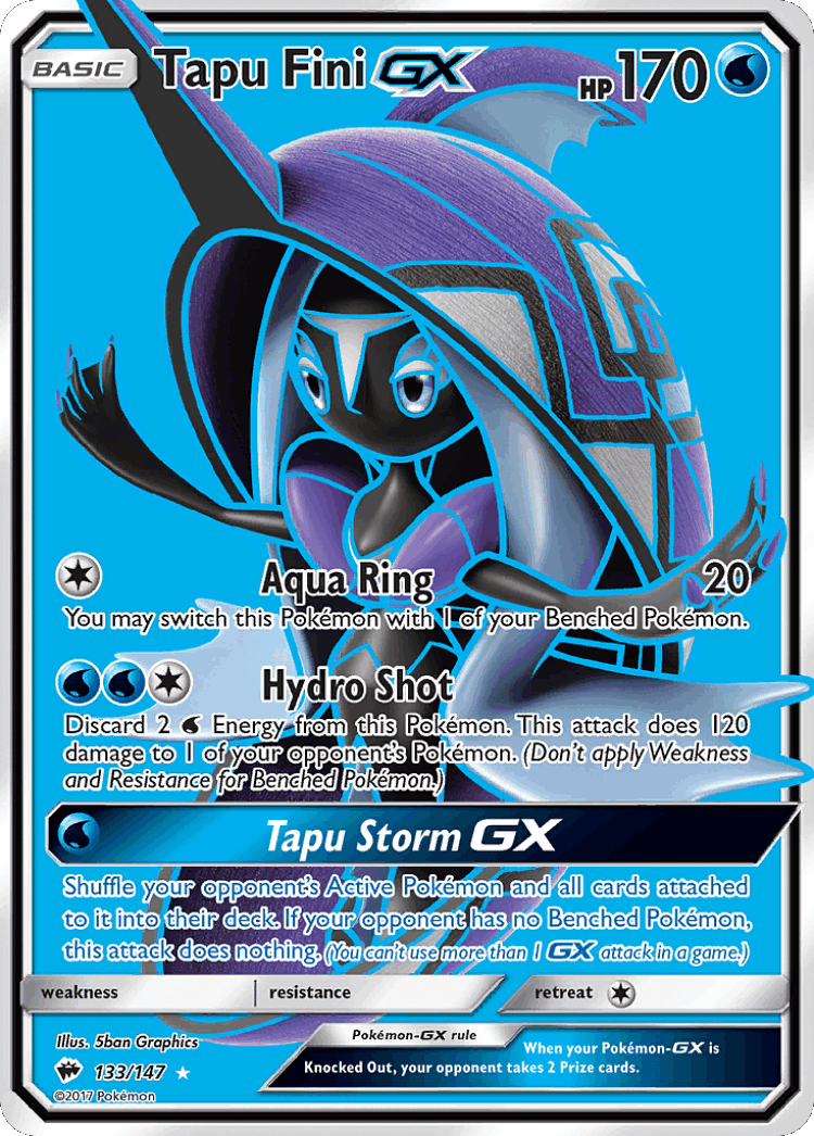 Tapu Fini-GX #133 from Burning Shadows - Rare Ultra - Illustrated by 5ban Graphics