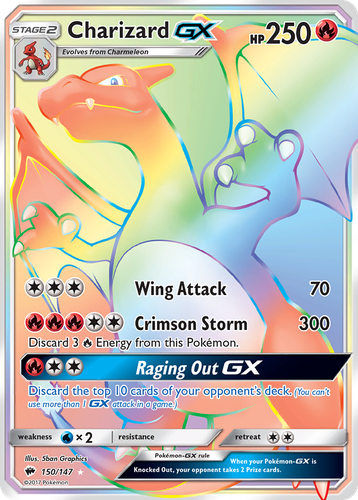 Charizard-GX #150 from Burning Shadows - Rare Rainbow - Illustrated by 5ban Graphics