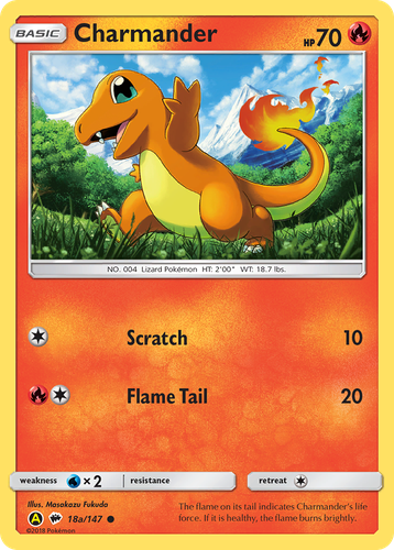 Charmander #18 from Burning Shadows - Common - Illustrated by Masakazu Fukuda
