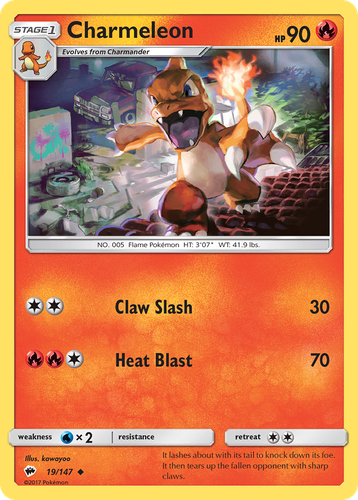 Charmeleon #19 from Burning Shadows - Uncommon - Illustrated by kawayoo
