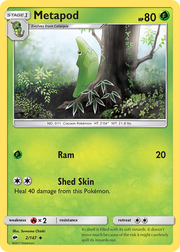 Metapod #2 from Burning Shadows - Uncommon - Illustrated by Suwama Chiaki