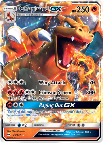 Charizard-GX #20 from Burning Shadows - Rare Holo GX - Illustrated by 5ban Graphics