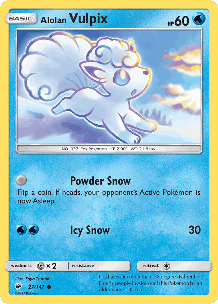 Alolan Vulpix #27 from Burning Shadows - Common - Illustrated by Saya Tsuruta