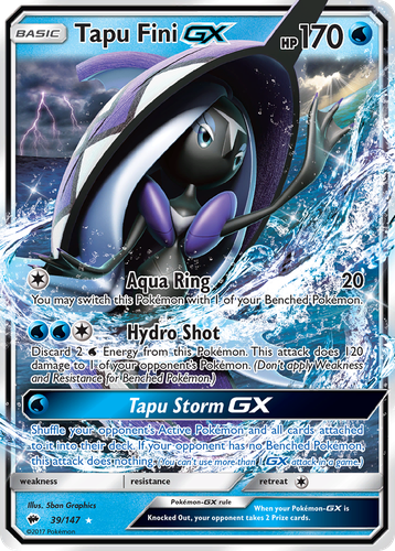 Tapu Fini-GX #39 from Burning Shadows - Rare Holo GX - Illustrated by 5ban Graphics