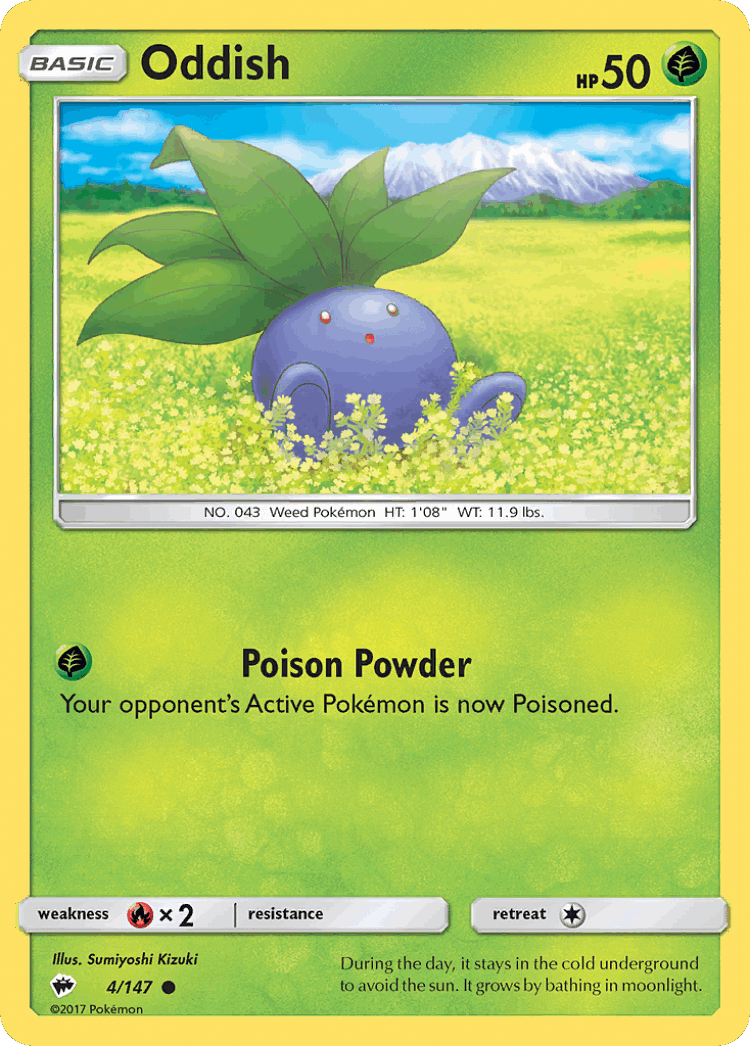 Oddish #4 from Burning Shadows - Common - Illustrated by Sumiyoshi Kizuki