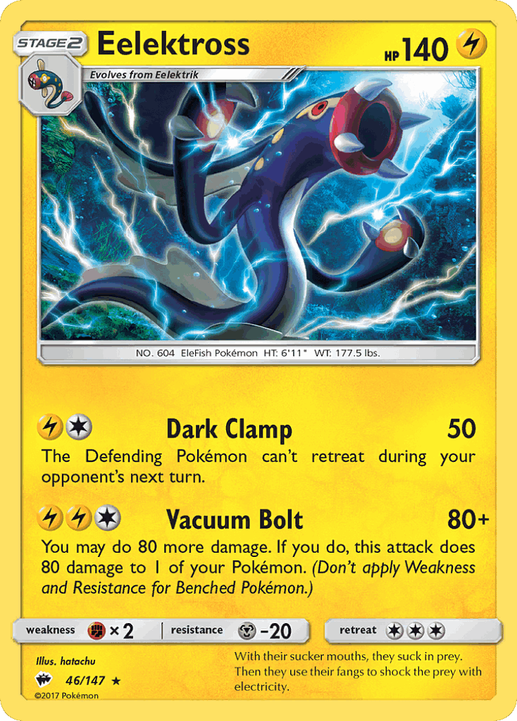 Eelektross #46 from Burning Shadows - Rare - Illustrated by hatachu
