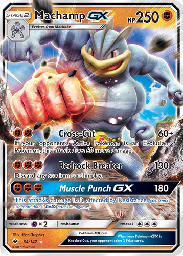 Machamp-GX #64 from Burning Shadows - Rare Holo GX - Illustrated by 5ban Graphics