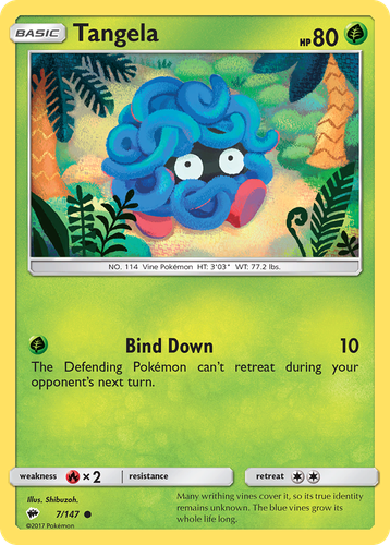 Tangela #7 from Burning Shadows - Common - Illustrated by Shibuzoh.