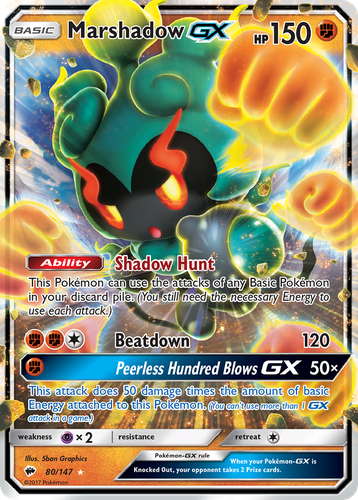 Marshadow-GX #80 from Burning Shadows - Rare Holo GX - Illustrated by 5ban Graphics