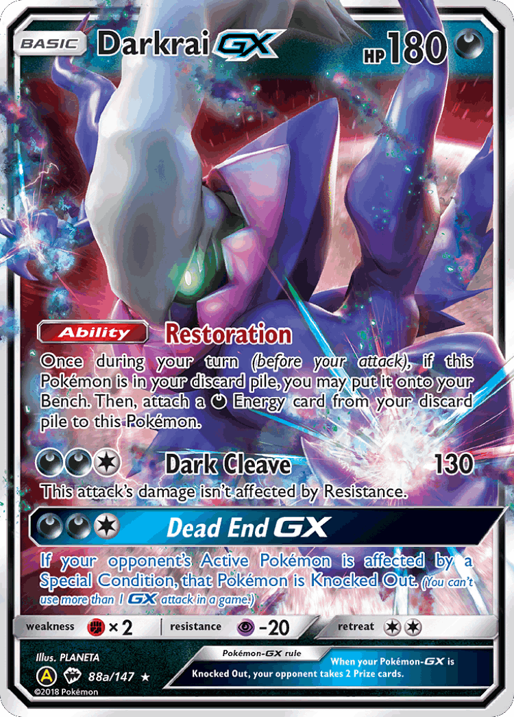 Darkrai-GX #88 from Burning Shadows - Rare Holo GX - Illustrated by PLANETA