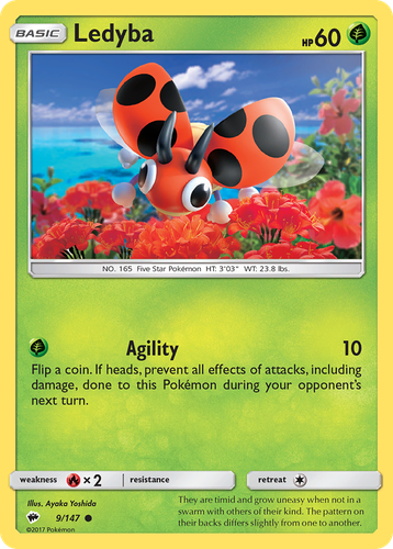 Ledyba #9 from Burning Shadows - Common - Illustrated by Ayaka Yoshida