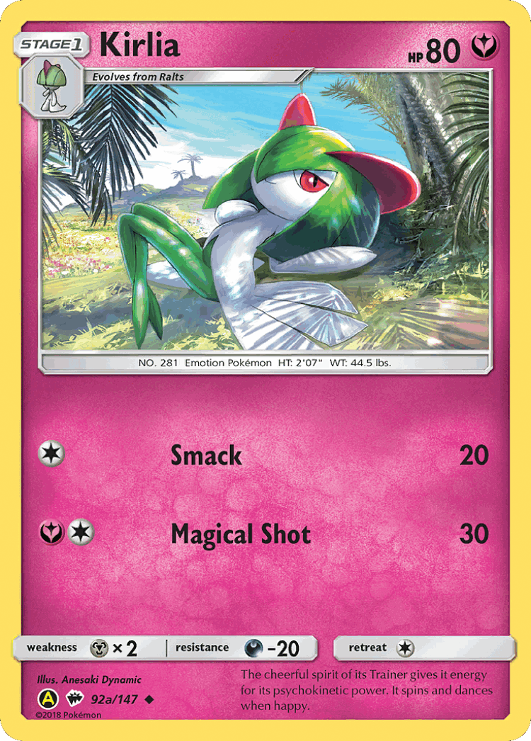 Kirlia #92 from Burning Shadows - Uncommon - Illustrated by Anesaki Dynamic
