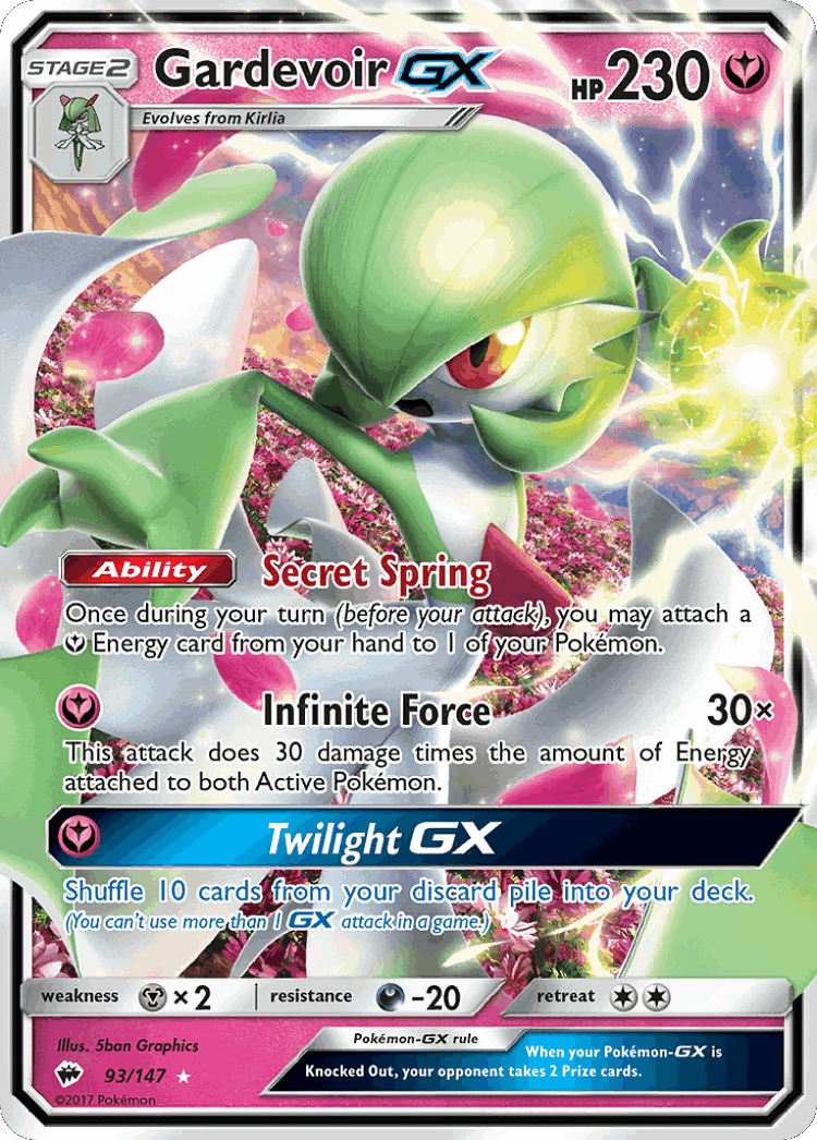 Gardevoir-GX #93 from Burning Shadows - Rare Holo GX - Illustrated by 5ban Graphics