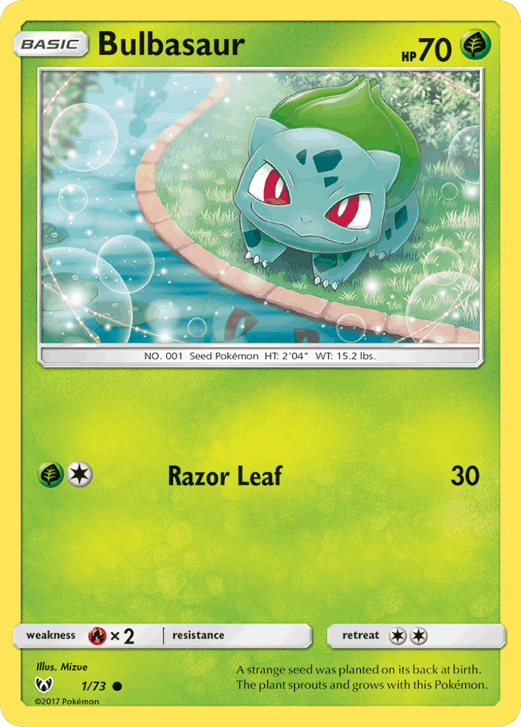 Bulbasaur #1 from Shining Legends - Common - Illustrated by Mizue