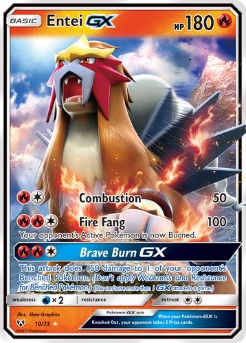Entei-GX #10 from Shining Legends - Rare Holo GX - Illustrated by 5ban Graphics