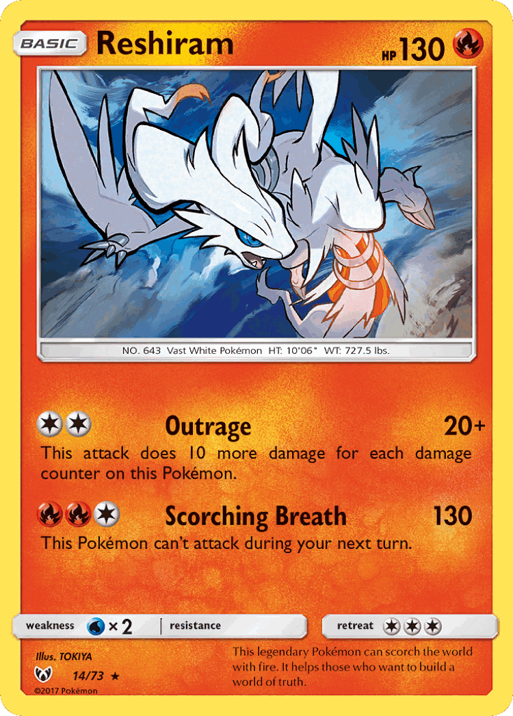 Reshiram #14 from Shining Legends - Rare Holo - Illustrated by TOKIYA