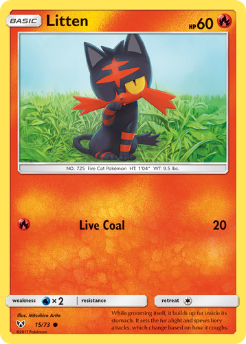 Litten #15 from Shining Legends - Common - Illustrated by Mitsuhiro Arita
