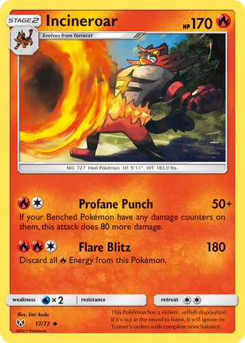 Incineroar #17 from Shining Legends - Uncommon - Illustrated by Emi Ando