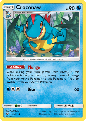 Croconaw #19 from Shining Legends - Common - Illustrated by Naoki Saito