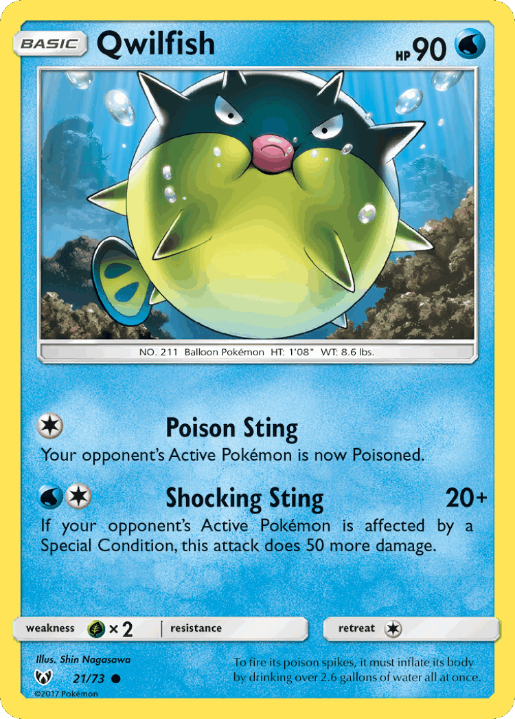 Qwilfish #21 from Shining Legends - Common - Illustrated by Shin Nagasawa