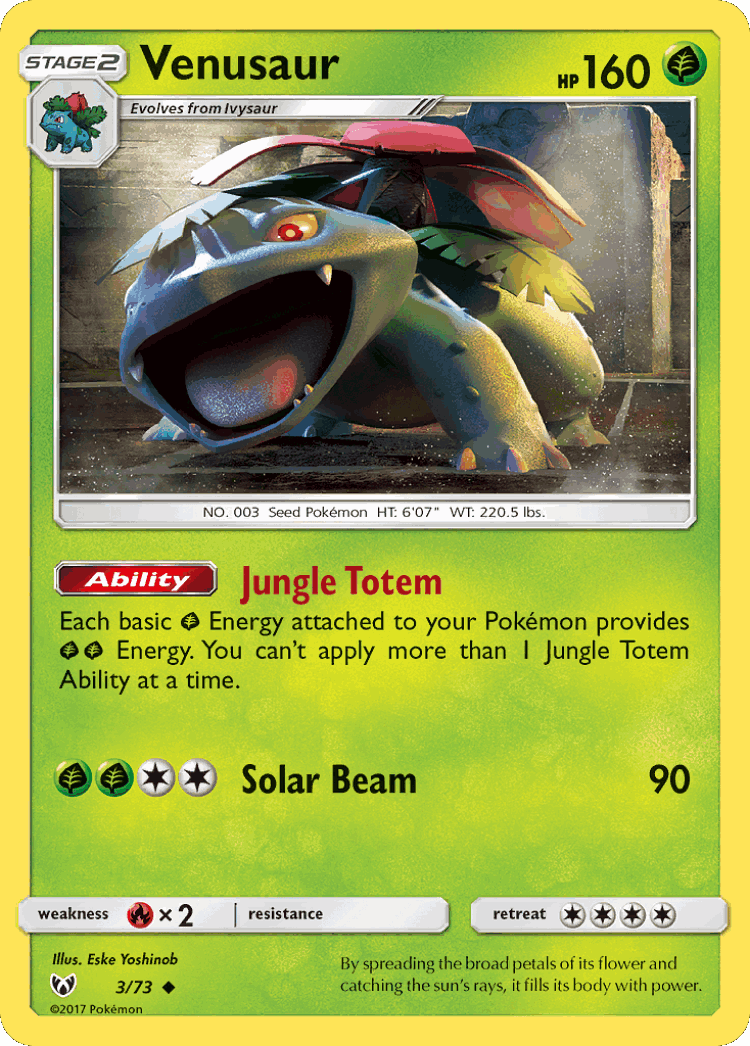 Venusaur #3 from Shining Legends - Uncommon - Illustrated by Eske Yoshinob