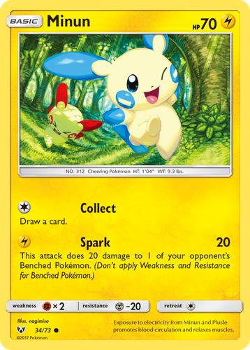 Minun #34 from Shining Legends - Common - Illustrated by nagimiso
