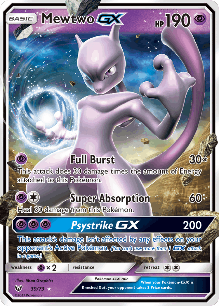 Mewtwo-GX #39 from Shining Legends - Rare Holo GX - Illustrated by 5ban Graphics