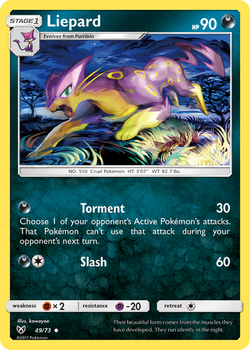 Liepard #49 from Shining Legends - Uncommon - Illustrated by kawayoo