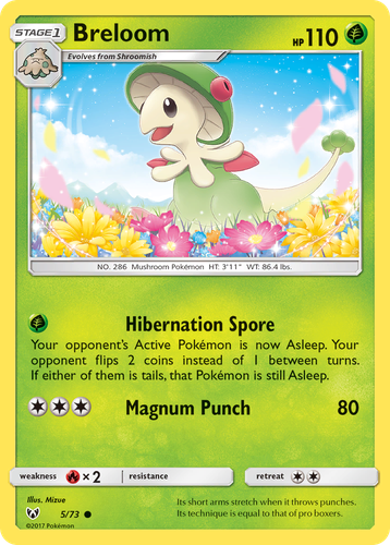 Breloom #5 from Shining Legends - Common - Illustrated by Mizue