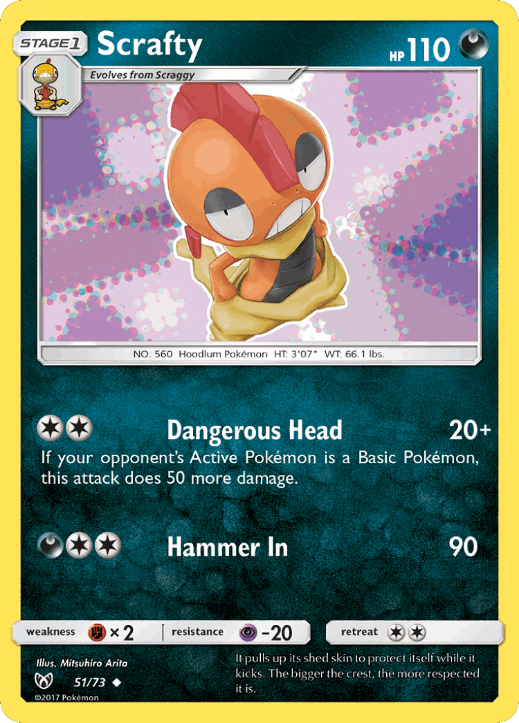 Scrafty #51 from Shining Legends - Uncommon - Illustrated by Mitsuhiro Arita
