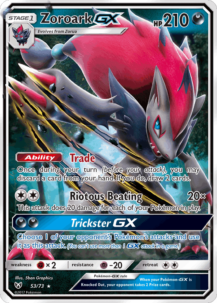 Zoroark-GX #53 from Shining Legends - Rare Holo GX - Illustrated by 5ban Graphics