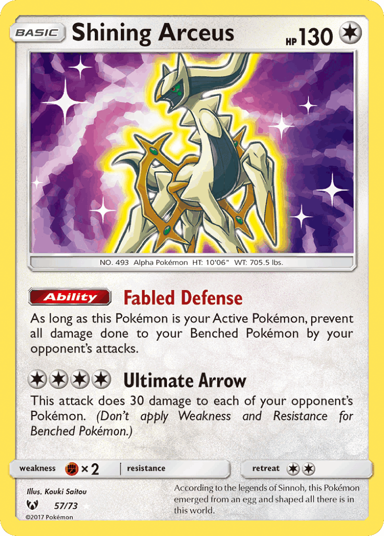 Shining Arceus #57 from Shining Legends - Rare Shining - Illustrated by Kouki Saitou