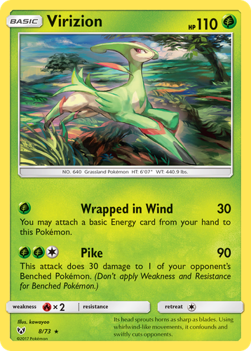 Virizion #8 from Shining Legends - Rare Holo - Illustrated by kawayoo