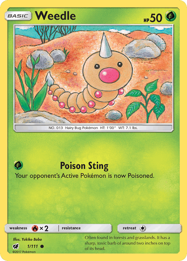 Weedle #1 from Crimson Invasion - Common - Illustrated by Yukiko Baba