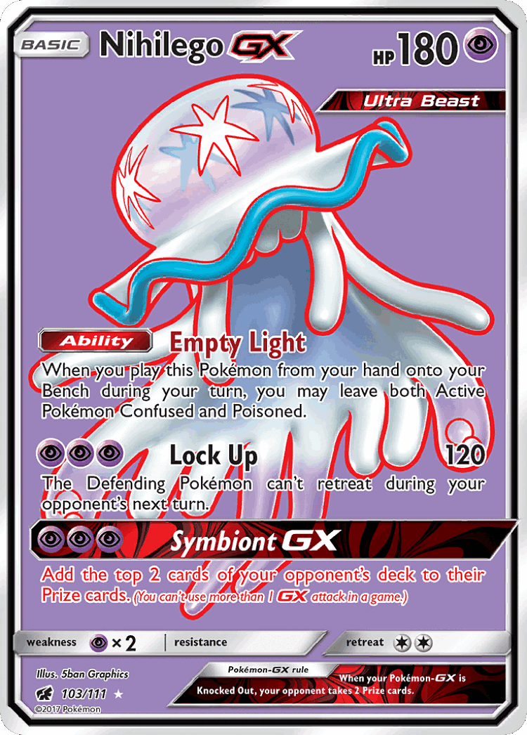 Nihilego-GX #103 from Crimson Invasion - Rare Ultra - Illustrated by 5ban Graphics