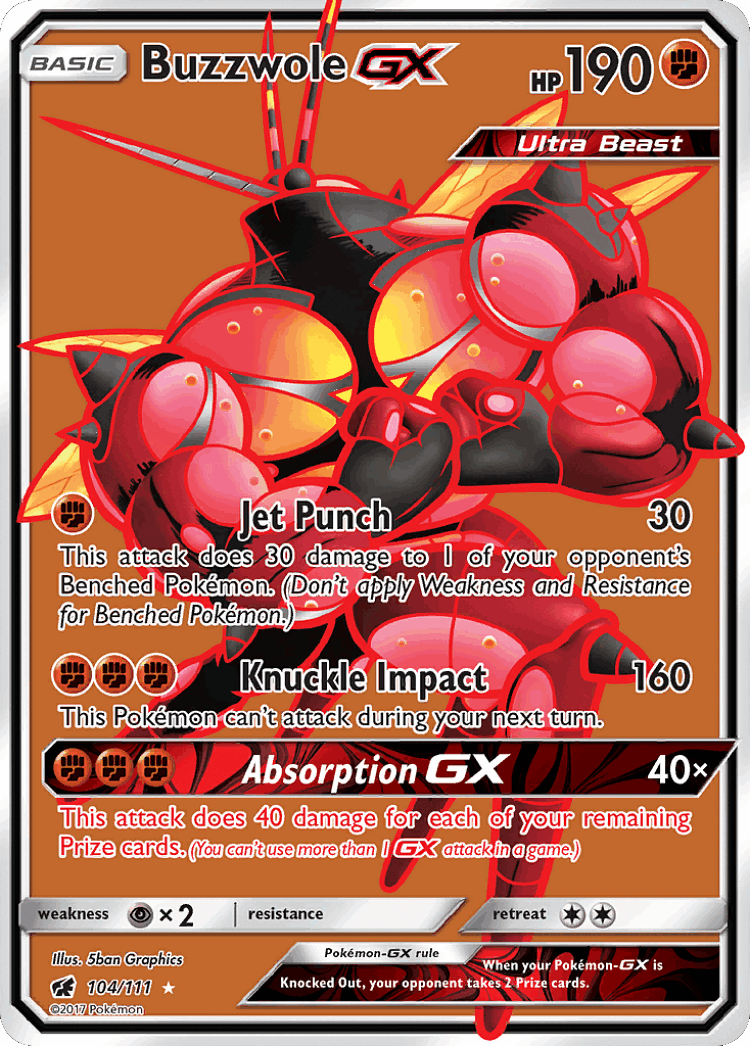Buzzwole-GX #104 from Crimson Invasion - Rare Ultra - Illustrated by 5ban Graphics