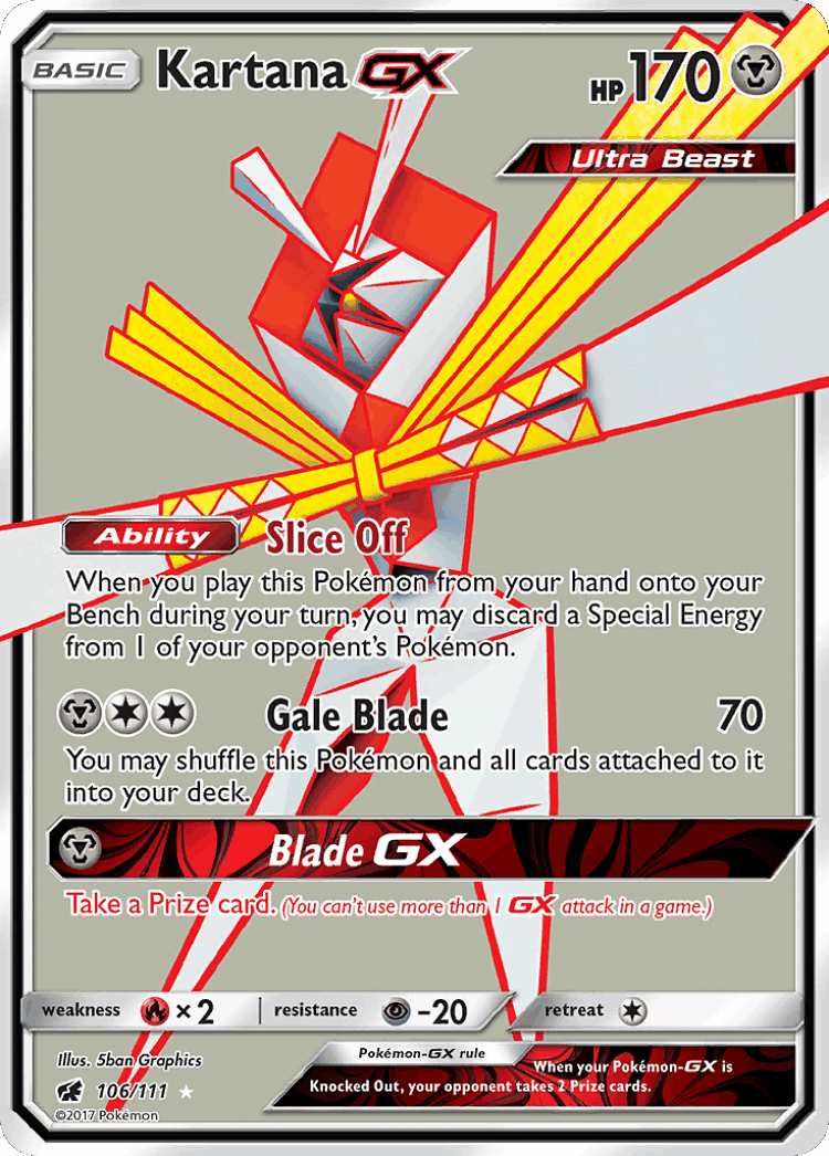 Kartana-GX #106 from Crimson Invasion - Rare Ultra - Illustrated by 5ban Graphics