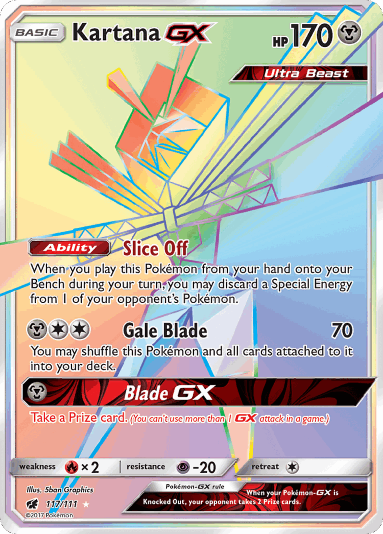 Kartana-GX #117 from Crimson Invasion - Rare Rainbow - Illustrated by 5ban Graphics