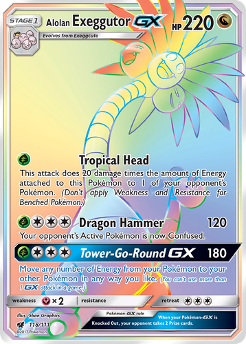 Alolan Exeggutor-GX #118 from Crimson Invasion - Rare Rainbow - Illustrated by 5ban Graphics