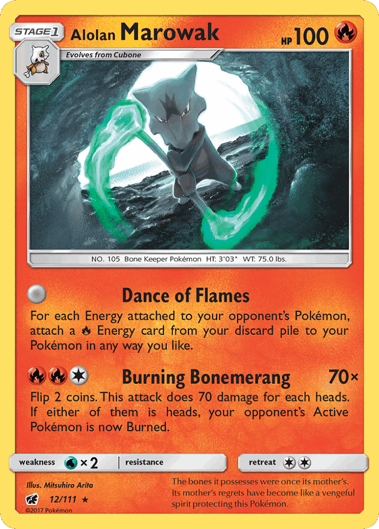 Alolan Marowak #12 from Crimson Invasion - Rare Holo - Illustrated by Mitsuhiro Arita
