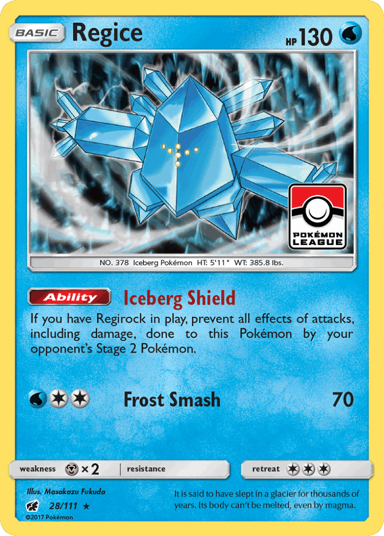 Regice #28 from Crimson Invasion - Rare Holo - Illustrated by Masakazu Fukuda