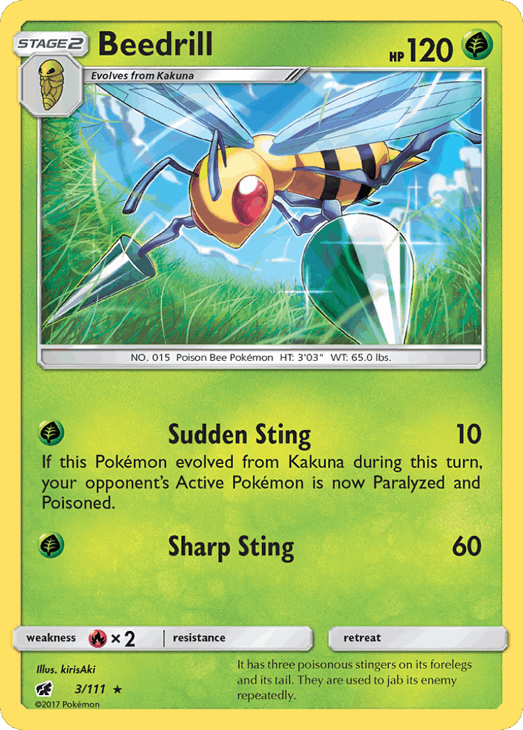Beedrill #3 from Crimson Invasion - Rare - Illustrated by kirisAki