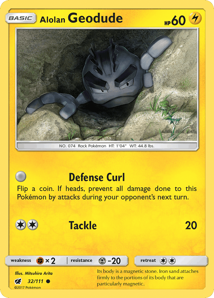 Alolan Geodude #32 from Crimson Invasion - Common - Illustrated by Mitsuhiro Arita
