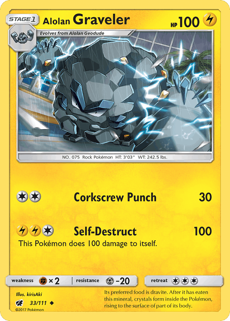 Alolan Graveler #33 from Crimson Invasion - Uncommon - Illustrated by kirisAki