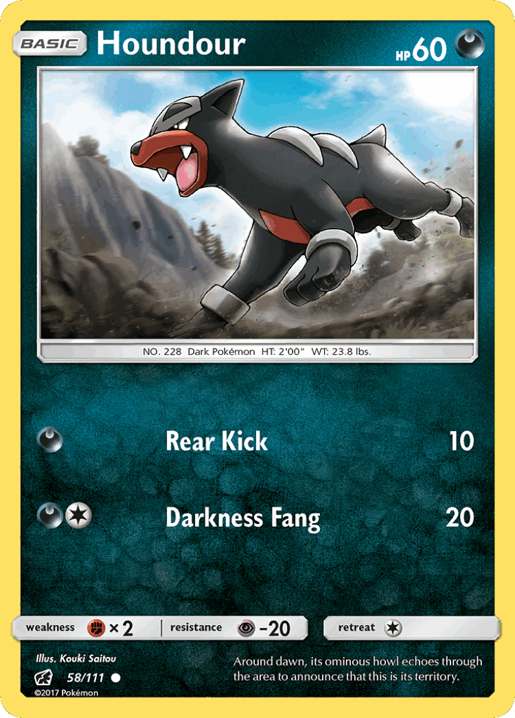 Houndour #58 from Crimson Invasion - Common - Illustrated by Kouki Saitou