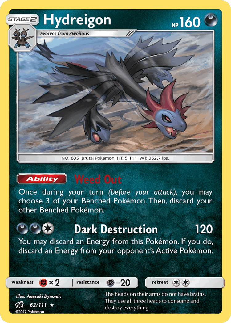 Hydreigon #62 from Crimson Invasion - Rare - Illustrated by Anesaki Dynamic