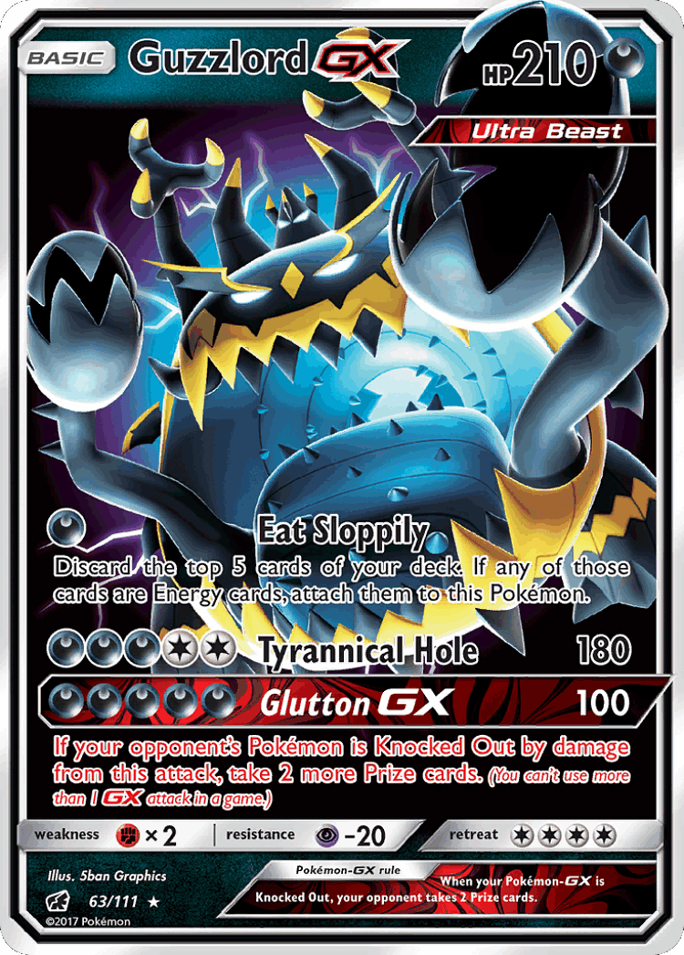 Guzzlord-GX #63 from Crimson Invasion - Rare Holo GX - Illustrated by 5ban Graphics